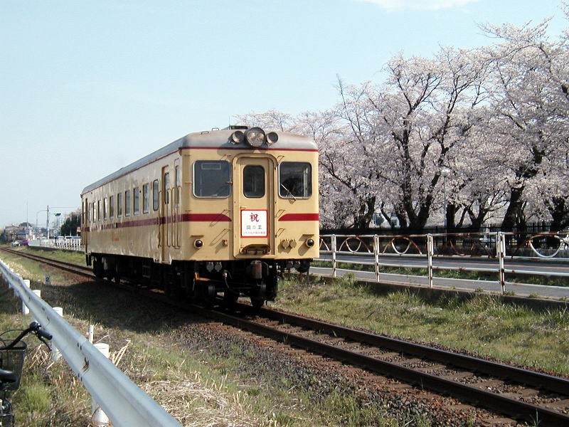 金上駅～日工前駅にて　ひたちなか海浜鉄道キハ２２準急色　撮影日０８／０４／０５